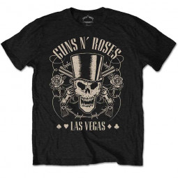 Guns N' Roses - Ladies T-Shirt: Top Hat, Skull & Pistols Las Vegas