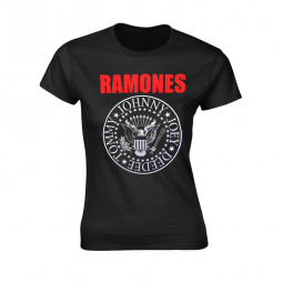 RAMONES - RED TEXT SEAL LOGO (T-Shirt, Girlie)