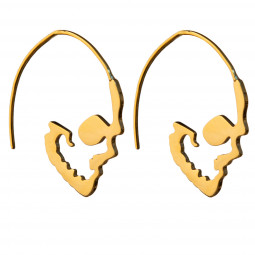 Skull Hoop - Big (gold) - Náušnice