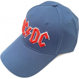 AC/DC Unisex Baseball Cap: Red Logo (Denim Blue)