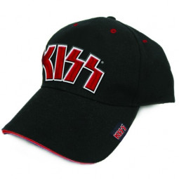 KISS - Unisex Baseball Cap: Red on White Logo
