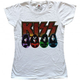 KISS - Ladies T-Shirt: Logo, Faces & Icons - white