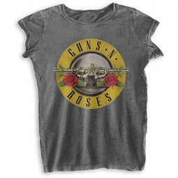 Guns N' Roses - Ladies T-Shirt: Bullet Logo (Burnout)
