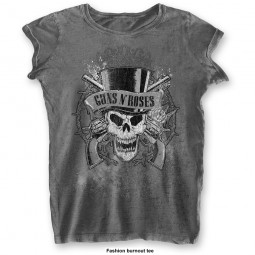 Guns N' Roses - Ladies T-Shirt: Faded Skull (Burnout) 