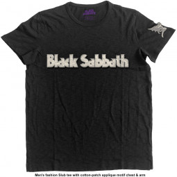 Black Sabbath - Unisex Applique T-Shirt: Logo & Daemon