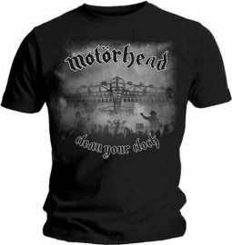 Motorhead - Unisex T-Shirt: Clean Your Clock B&W (Back Print)