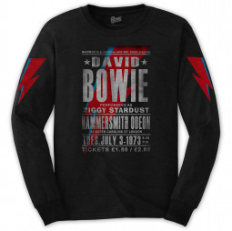 David Bowie - Unisex Long Sleeve T-Shirt: Hammersmith Odeon (Sleeve Print)
