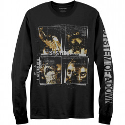System Of A Down - Unisex Long Sleeve T-Shirt: Face Boxes (Sleeve Print)
