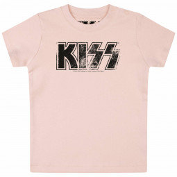 KISS (Distressed Logo) - Baby t-shirt - pale pink - black