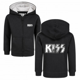 KISS (Distressed Logo) - Kids zip-hoody - black - white - mikina